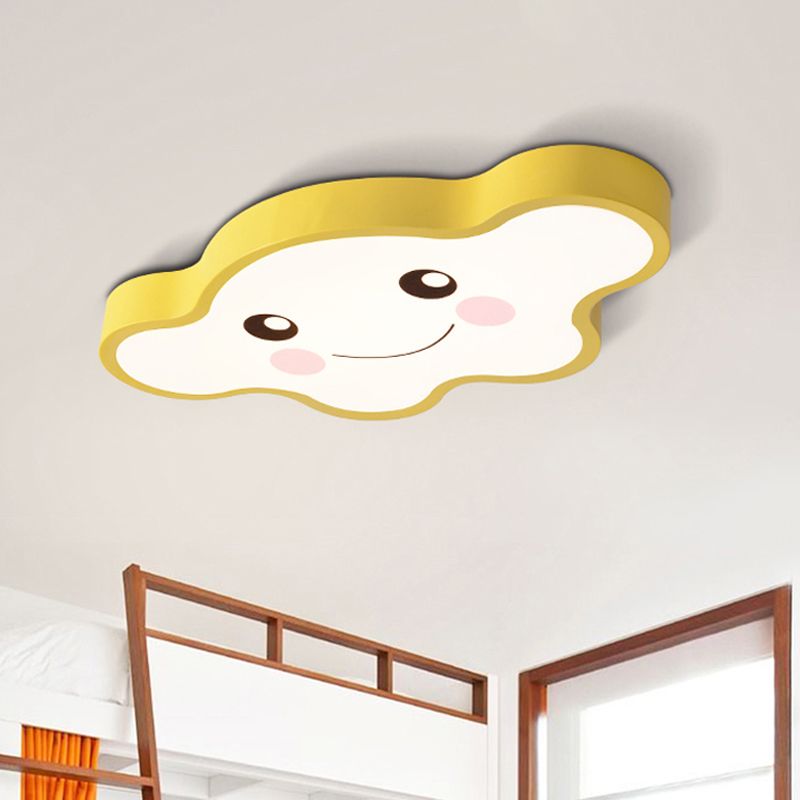 Plafonnier LED pour chambre d'enfants, dessin animé, blanc/rose/bleu, luminaire encastré avec abat-jour en acrylique avec sourire/chien