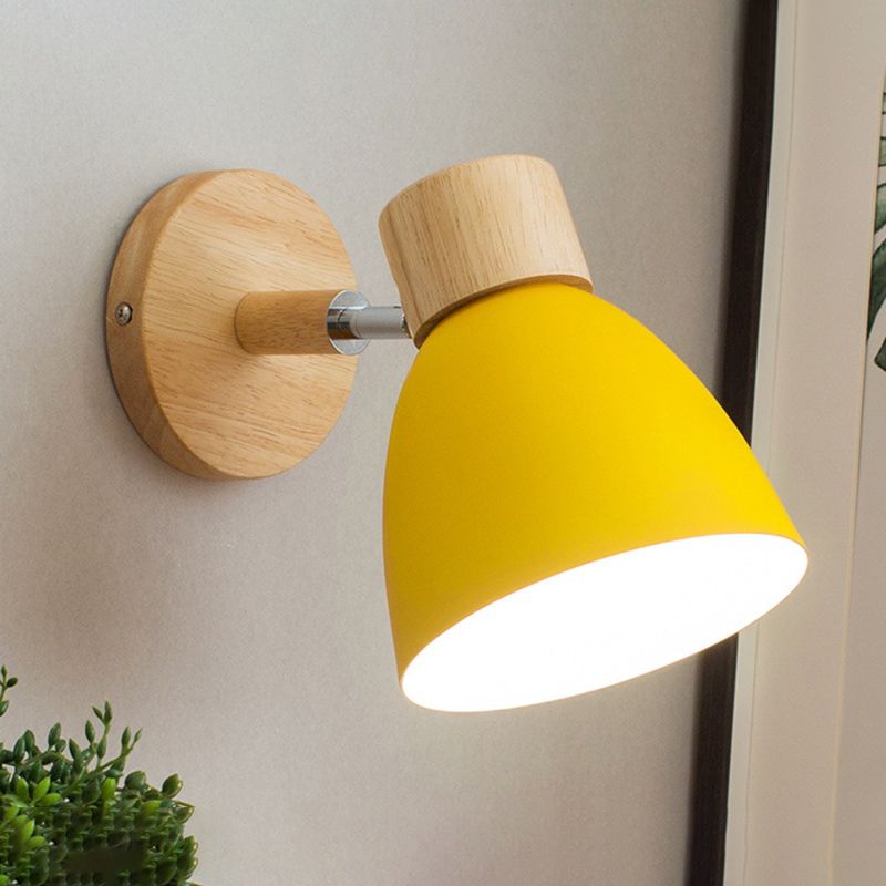 Armed Wall Light Sconce Macaron Style Metal 1 Light Sconces