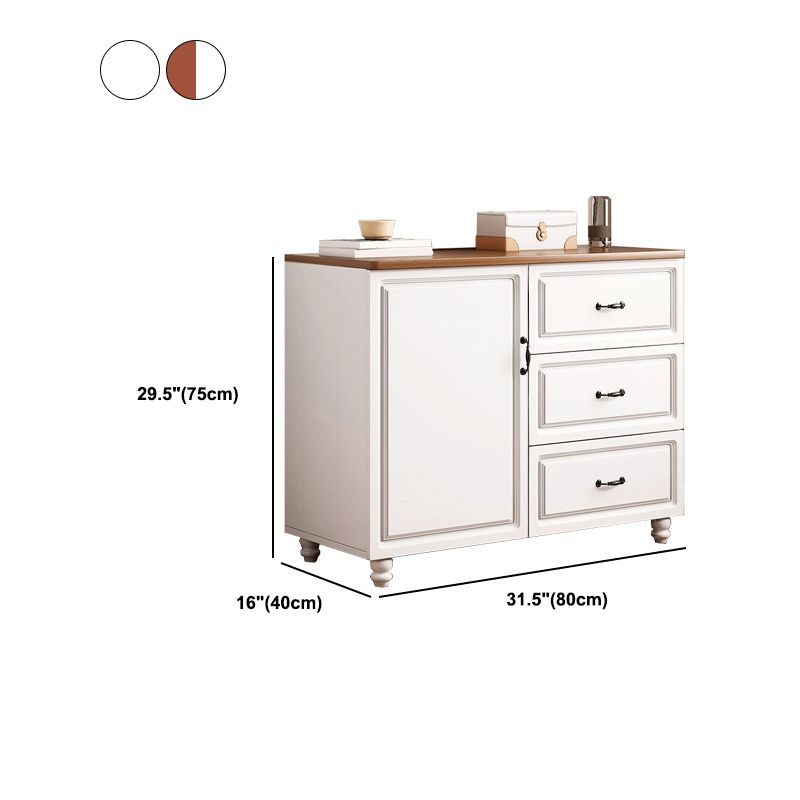 White Wood Accent Cabinet with Drawers 15.74" Wide Modern Standard Side Cabinet
