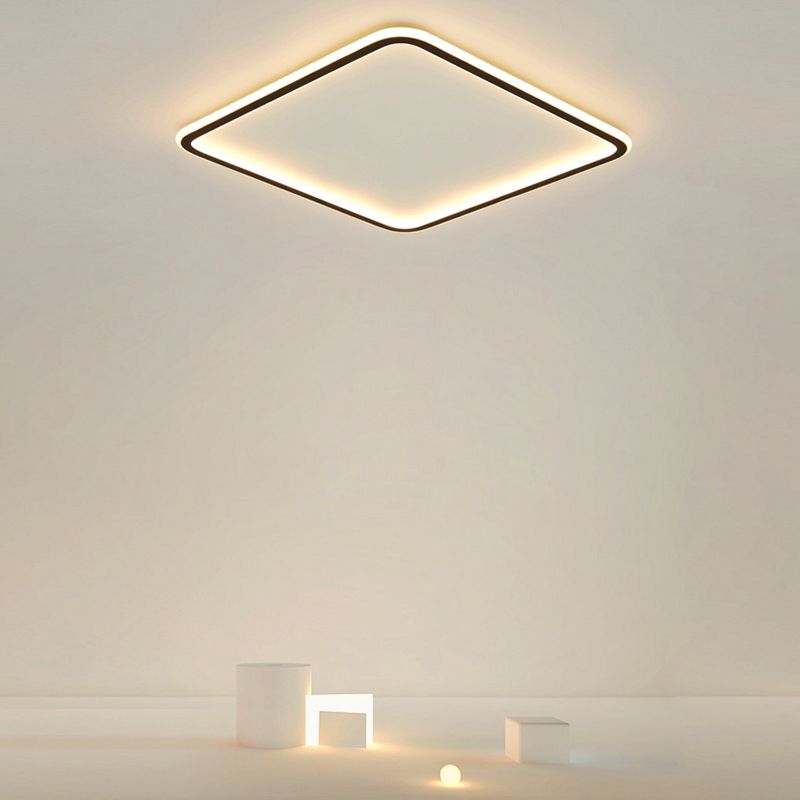 Simple Squared Ceiling Flush Mount Light Metal LED Bedroom Ceiling Flush in Black