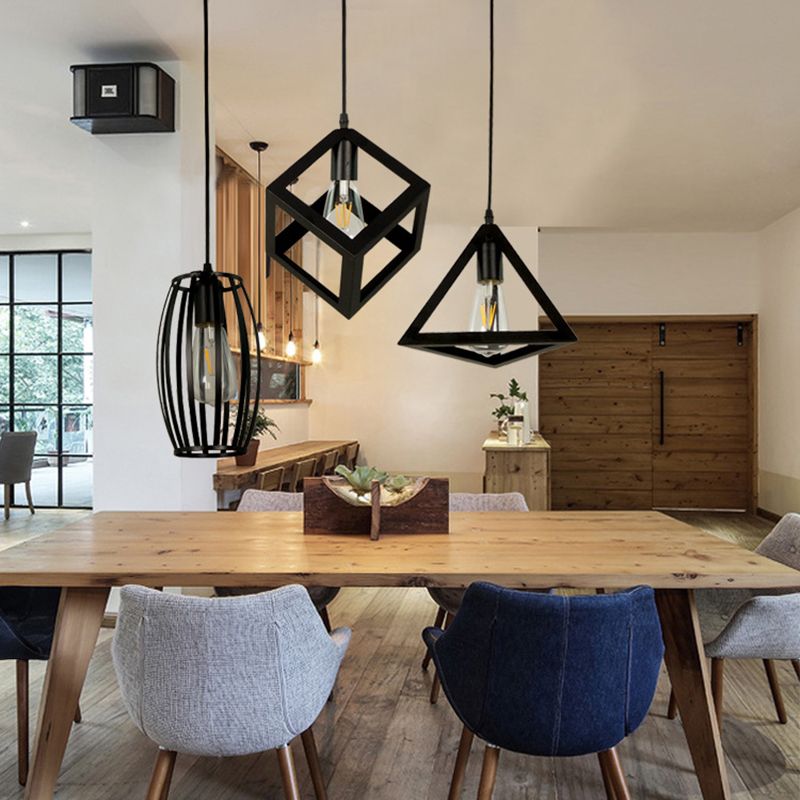 Geometric Island Light Industrial Hanging Lighting Fixture for Dining Room