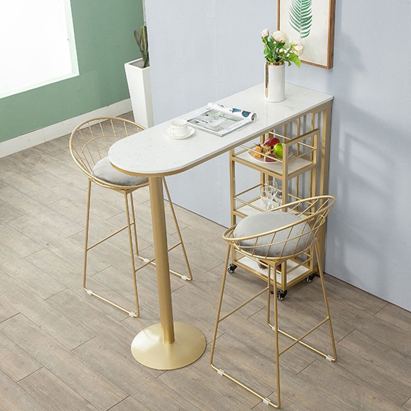 Metal Low Back Counter-height Stool with Footrest and Upholstered