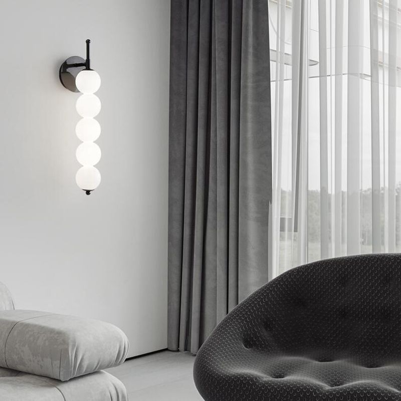 Modern Style White Shade Wall Mounted Sconce Glass Wall Lights for Bedroom