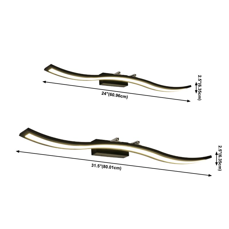 Minimalism 1-Light Wall Sconce Metal Linear Wall Mounted Light for Bathroom