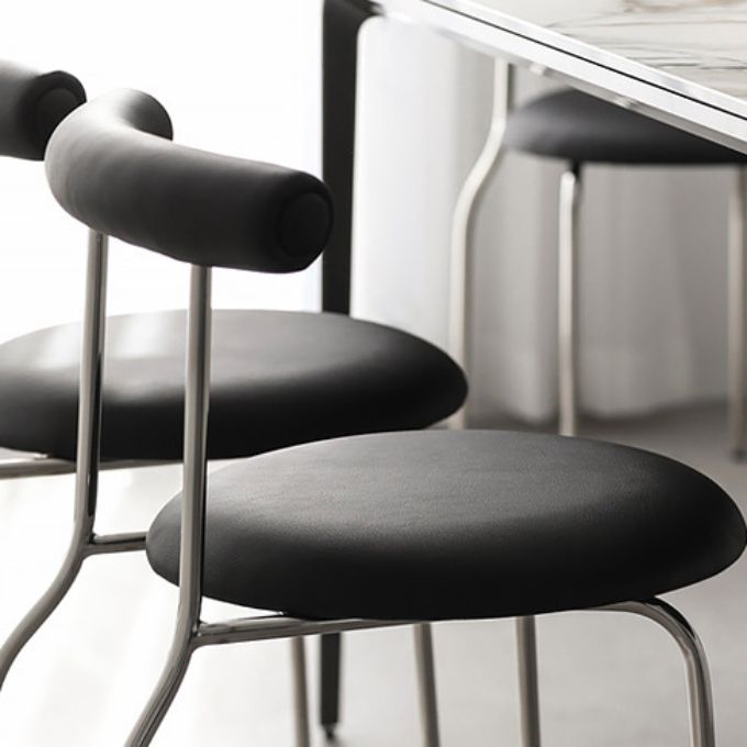 Kitchen Open Back Dining Chair Home Metal Armless Side Chair