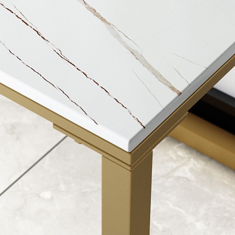Glam Marble Office Desk 1-shelf Rectangular Writing Desk with Metal Legs