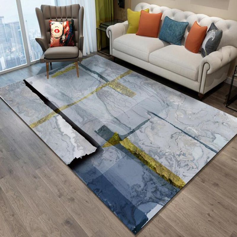 Contemporary Rug Polyester Abstract Rug Non-Slip Backing Rug for Home Decoration