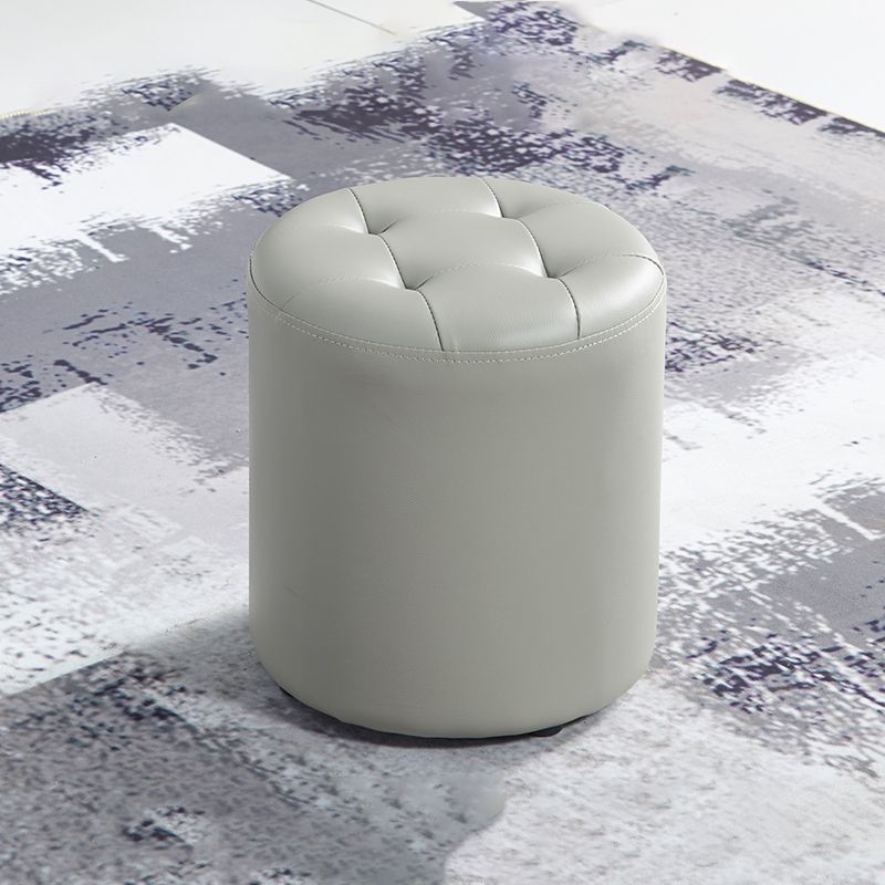 Modern Ottoman Water Resistant Tufted Leather Round Foot Stool Ottoman