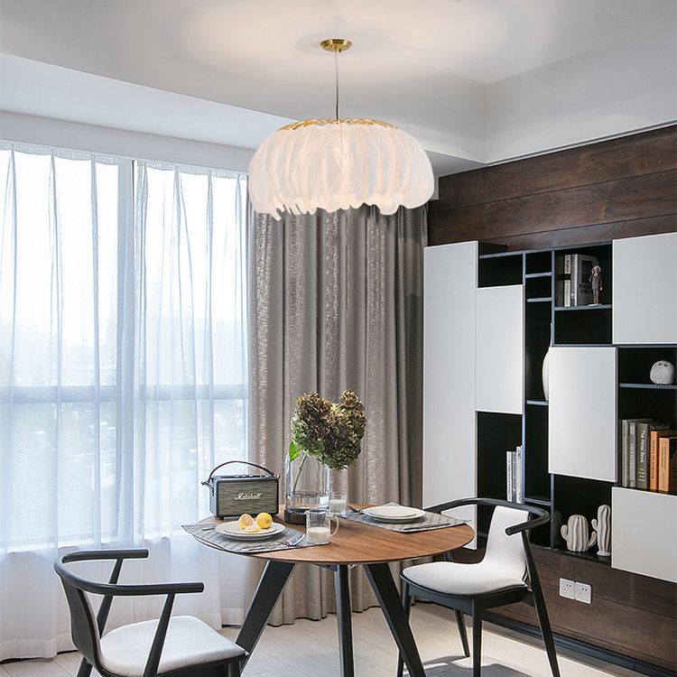 Koepelvormige hanglamp armatuur Noordse stijl veren slaapkamer kroonluchter hanglampje