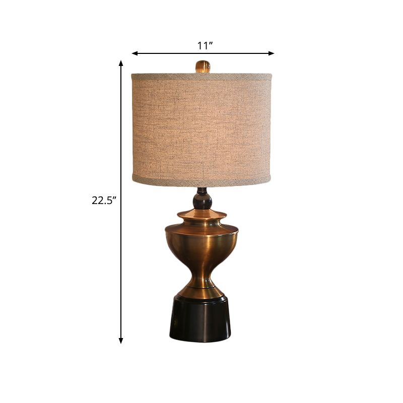 Lampada da comodino da soggiorno a 1 lampadina in stile campagna, dal design a botte, in bronzo
