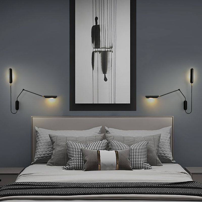 Black Modern Wall Sconce Geometric Shape Wall Light with Metal Shade for Living Room