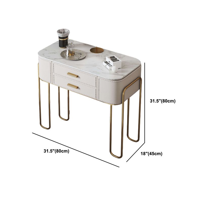 31.9" H Two Drawers Vanity Mirrored Table Dressing Table in Beige