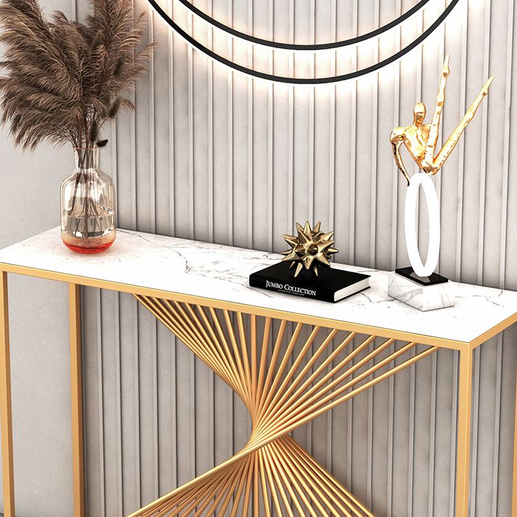Contemporary Iron Console Table Rectangle Frame Stain Resistant Console Sofa Table