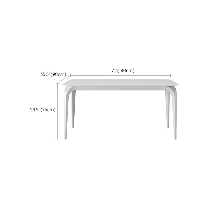 Contemporary White Rectangle Stone Dining Table with 4 Steel Foot