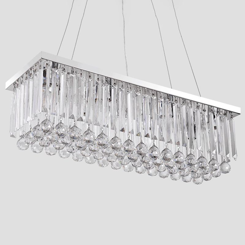 Modern Style Island Light Clear Crystal Chandelier Lamp for Living Room