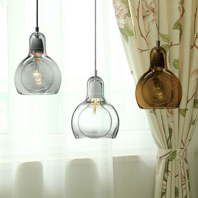Double-layer Glass Shade Mini Pendant Light Gourd Shaped Contemporary Simplicity Hanging Lamp