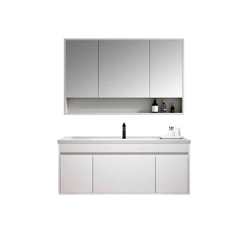 Rectangle Bathroom Vanity Wall-Mounted Mirror Wood Frame Modern Vanity with Doors