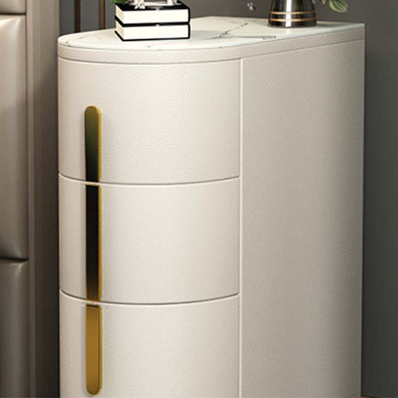 24 Inch H Glam Night Table Stone Top 3-Drawer Storage Legs Included Nightstand