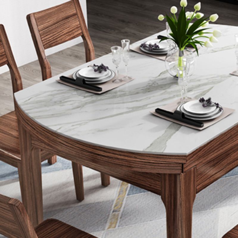 Contemporary Dining Set 1/7 Pcs Standard Height Dining Sets with Self Storing Leaves