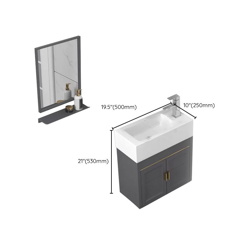 Modern Single Bath Vanity Wall Mount Ceramic Top Bathroom Vanity