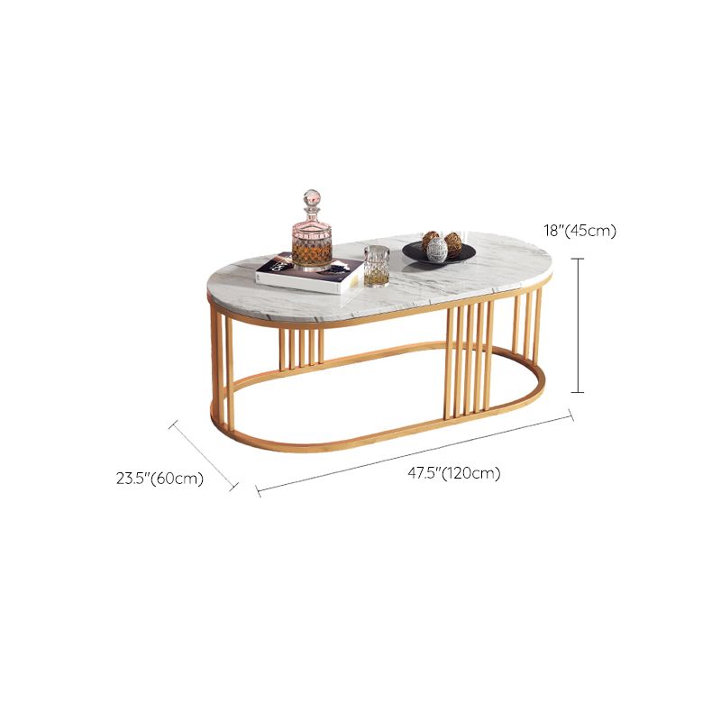 White Marble Top Coffee Table Gold Frame Coffee Cocktail Table