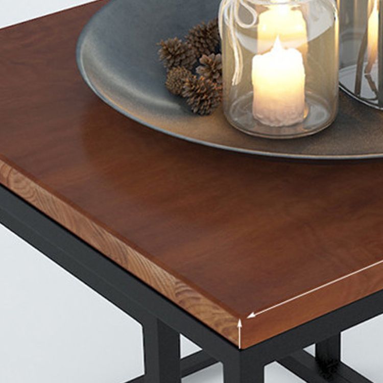 Scandinavian Nesting Coffee Table Set with Solid Wood Top and Iron Base