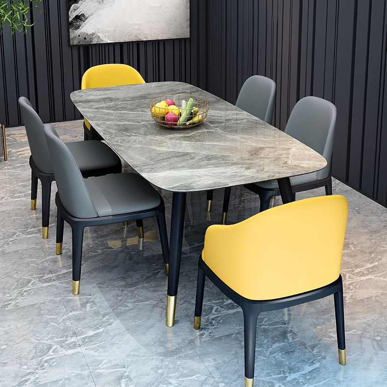 Modern Style Gray Dining Table Sintered Stone Rectangle Table for Home