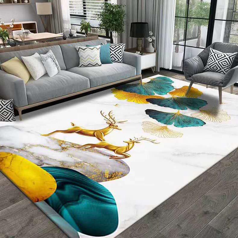 Contemporary Indoor Rug Modern Washable Rug Polyester Stain Resistant Area Carpet for Living Room