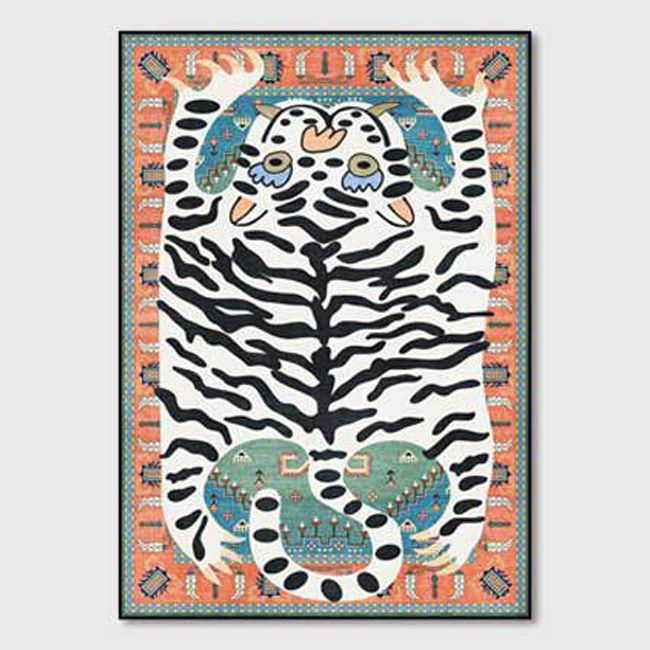 Contemporary Tiger Striped Carpet Polyester Indoor Rug Non-Slip Backing Area Carpet for Living Room