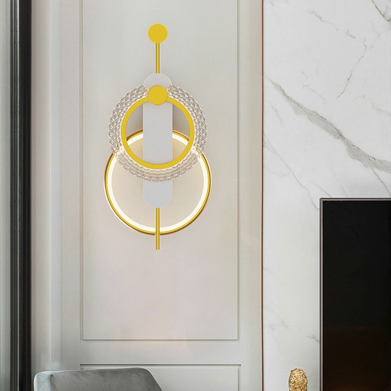 Metal Geometric Shape Wall Light Modern Style 2-Lights Wall Mounted Light Fixture in Gold