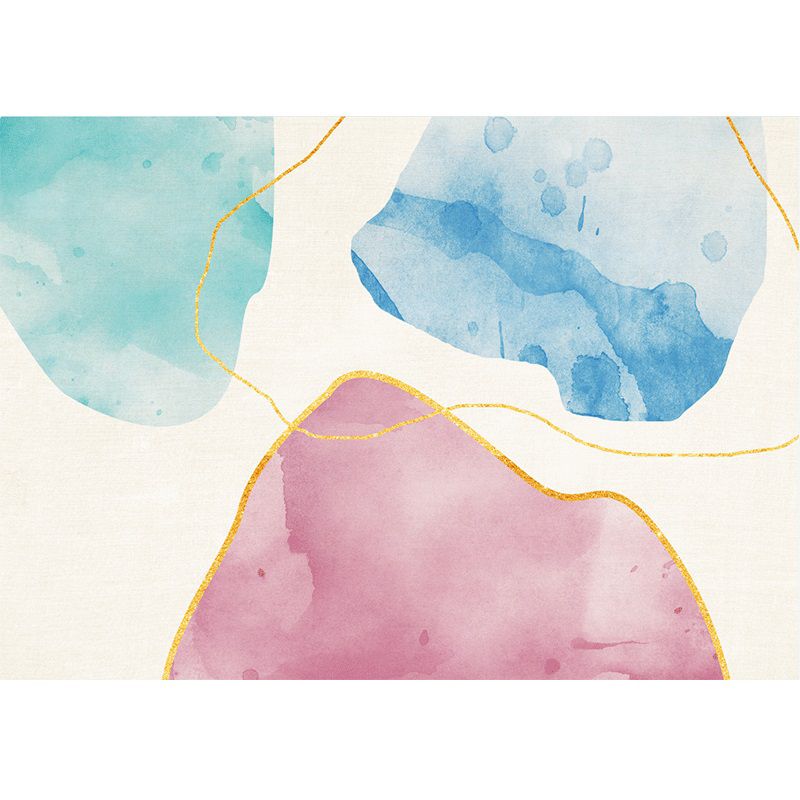 Simplicity Watercolor Printed Rug Abstract Polyester Carpet Non-Slip Backing Rug for Home Decor
