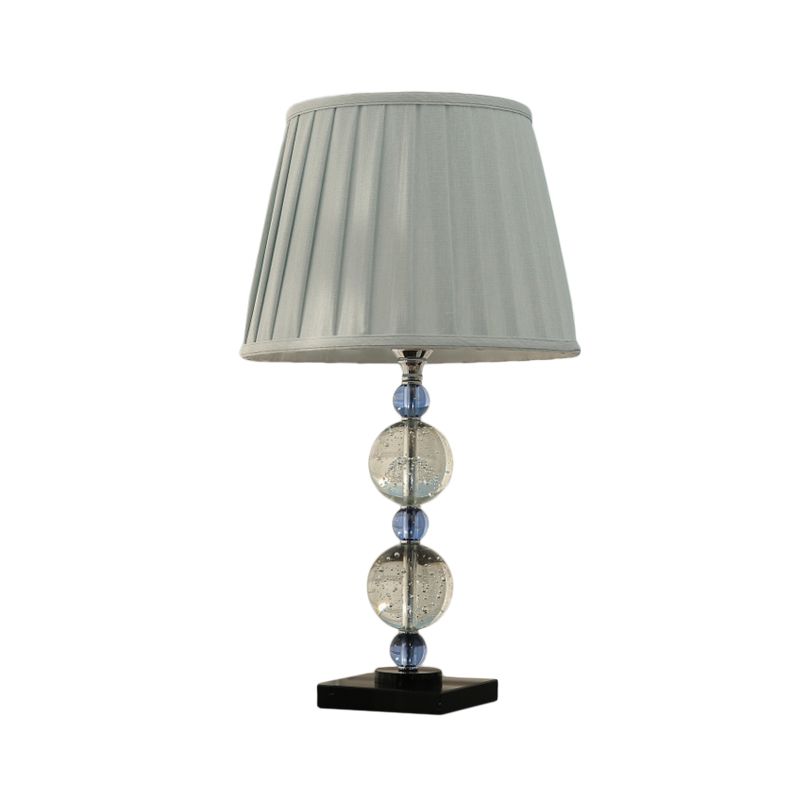 Lampada da tavolo moderna con poliedri/sfere sfaccettate, 1 lampadina, lampada da comodino in cristallo trasparente con paralume plissettato