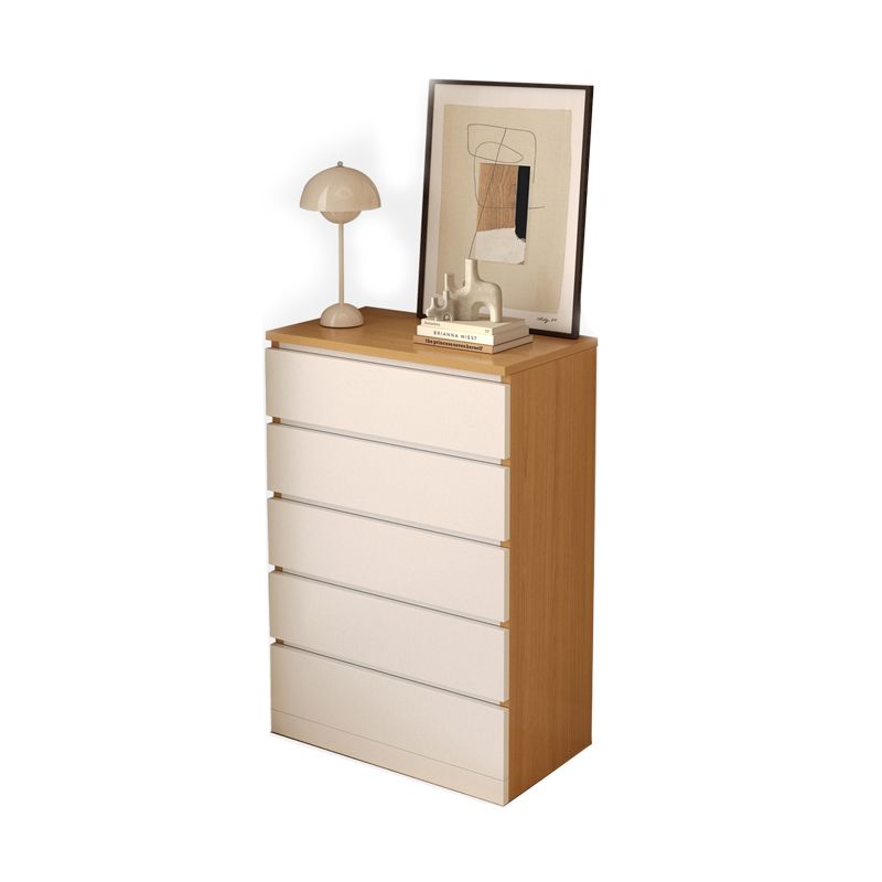 Modern White/Natural Chest with Wooden Drawers Rectangle Chest