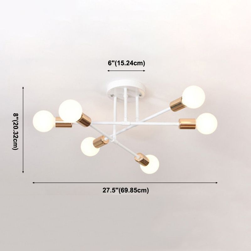 Starburst Slaapkamer Semi Flush Mount Verlichting Metaal Eenvoudige Semi Flush Mount Plafond Licht