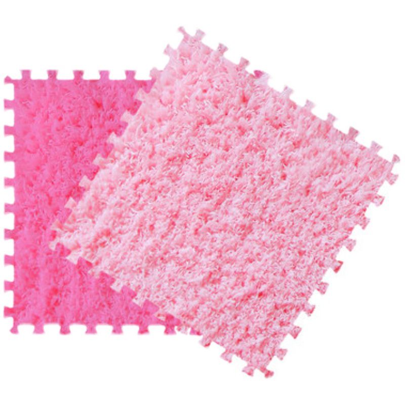 Modern Carpet Tiles Square Color Block Shag Interlocking Carpet Tiles