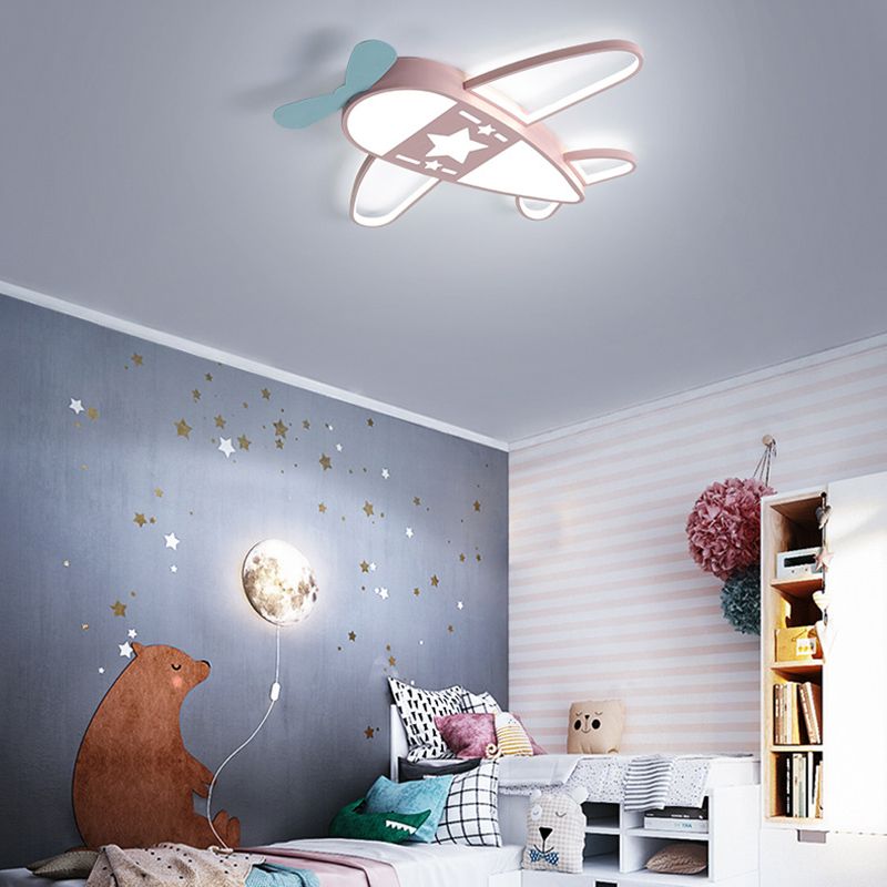 Propeller Plane Child Room LED Flush Mounted Lamp Acrylic Kids Surface Ceiling Light