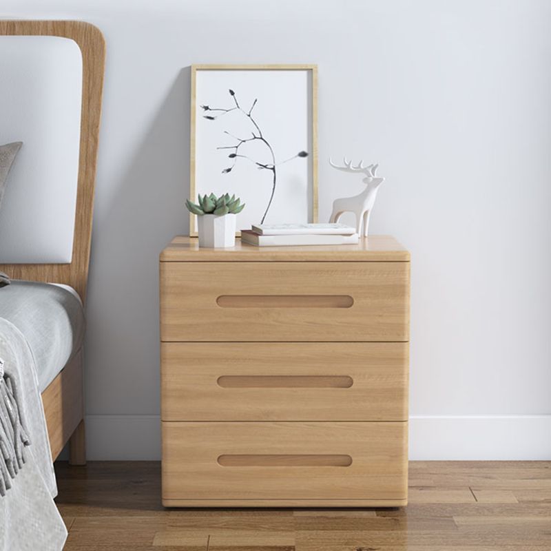 Wooden Nightstand 22.8"Tall 3 - Drawer Nightstand in Brown/ Natural / White