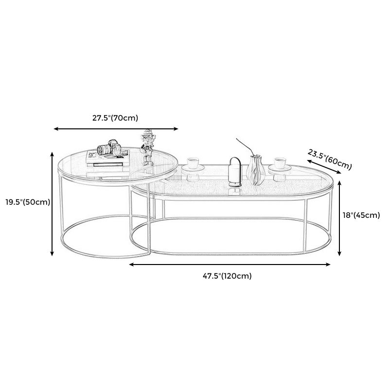 Frame Base 2 Nesting Coffee Table Modern Glass Coffee Table Set