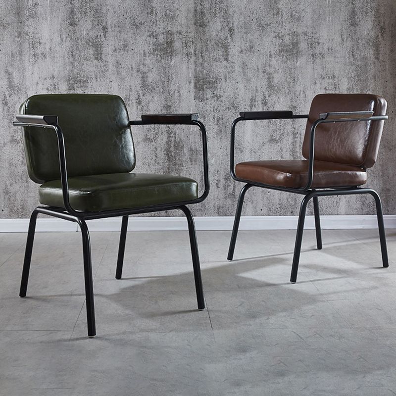 Modern Industrial Style Leather Solid Back Side Chair 31"H Dining Chair for Restaurant Bedroom