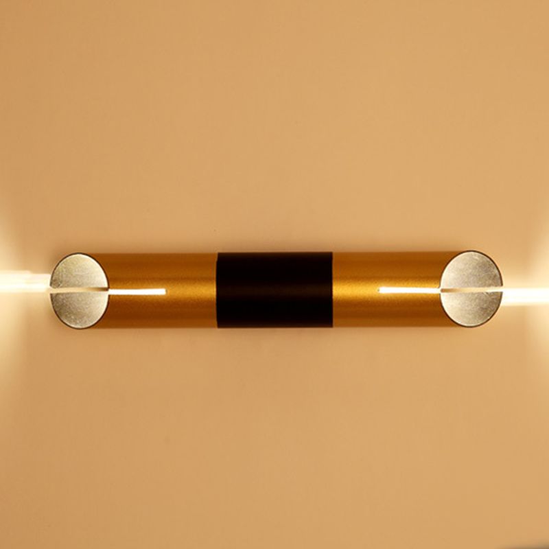 Lampada da parete a forma di tubo Metal postmoderno 1 lampadina nera e dorata Pronzo della parete