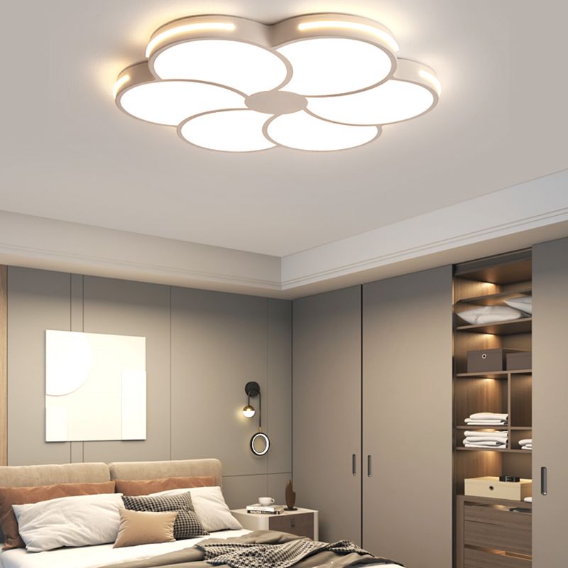 White Flower Ceiling Light Fixture Modernism Flush Mount for Bedroom