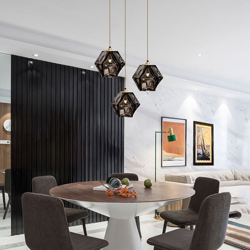Geometric Hanging Light Nordic Glass Pendent Lighting Fixture for Sitting Room