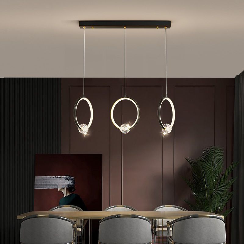 Modern Style Round Shade Hanging Light Crystal Light Pendant Lamp for Dining Room