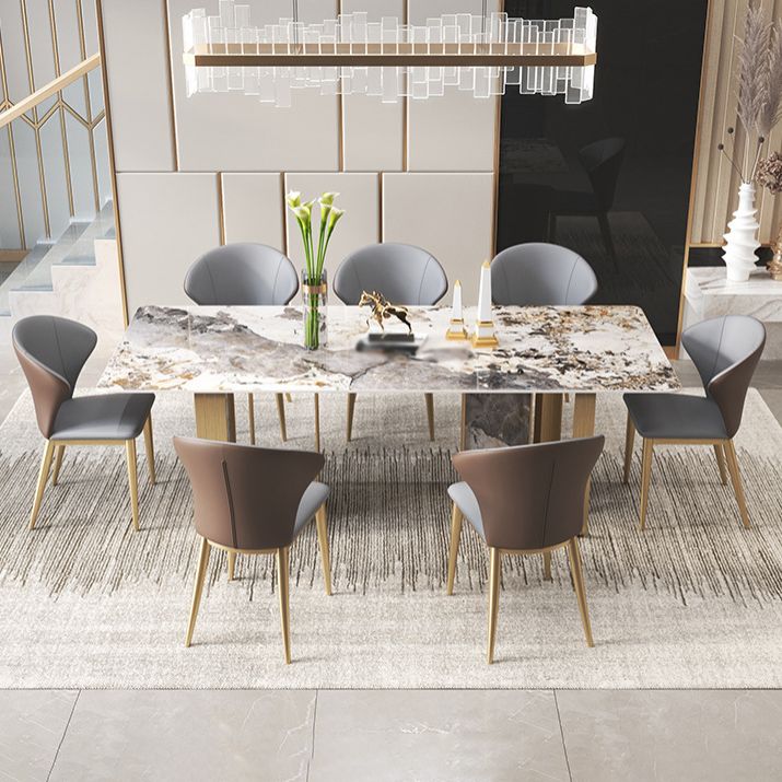 Luxury Sintered Stone Dining Set Rectangle 1/3/4/5/6/7/9 Pieces Dining Table with Chairs