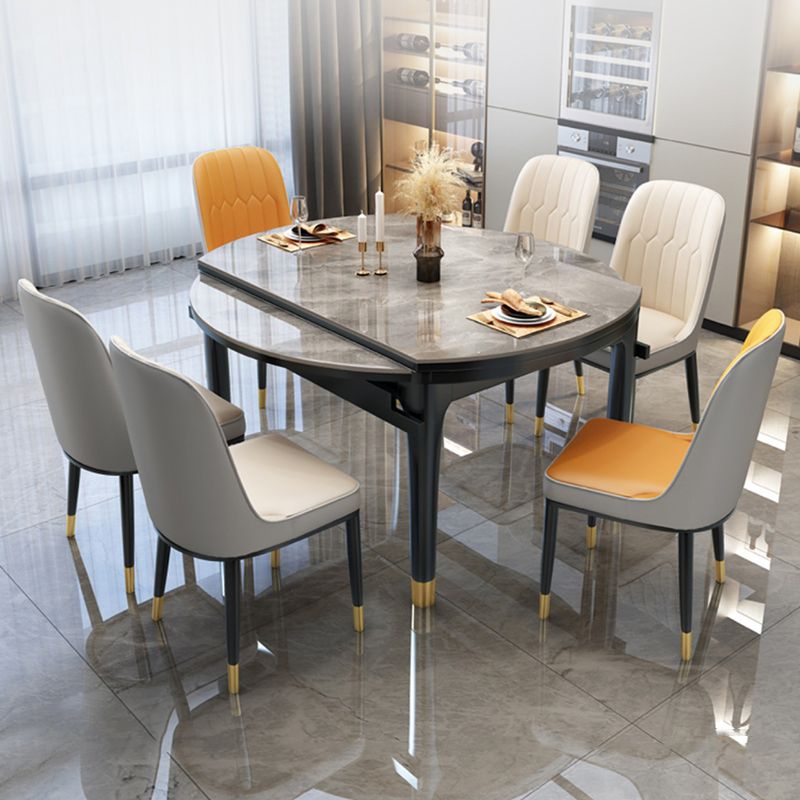 Modern Foldable Stone Dining Table Rubber Wood Legs for Dining Room
