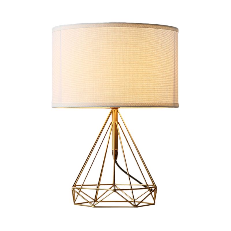 Diamant kooi tafel licht minimalistisch metalen metallic 1 kopbed witte stof bureaulamp in goud