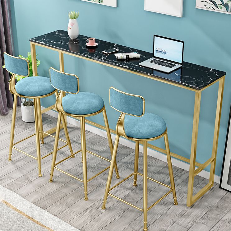 Round Bar Stools Industrial Dining Stools with Gold Metal Base