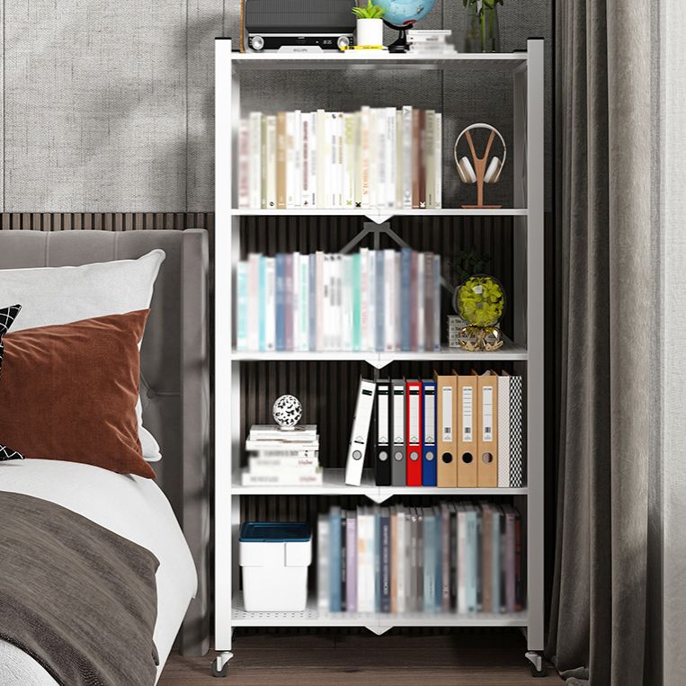 Industrial Folding Etagere Bookshelf Metal Open Bookshelf with Caster Wheels