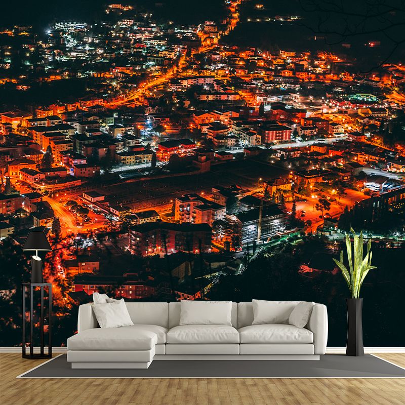 Modern Photography Mural Wallpaper City Night Scene Sitting Room Wall Mural