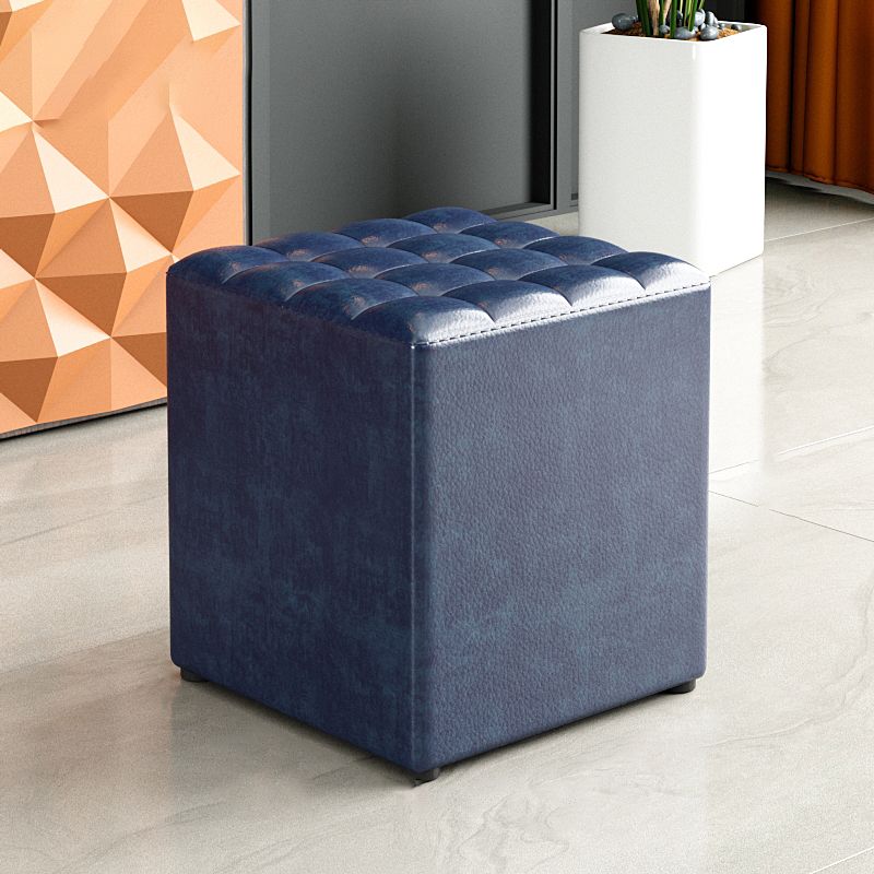 Simplicity Plain Ottoman Stool Water Resistant Genuine Leather Chair Ottoman
